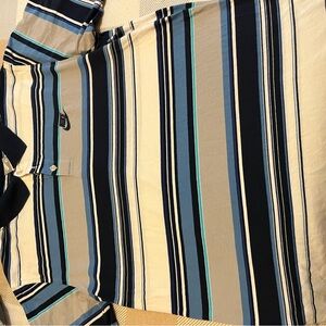 Nike Navy and White Striped Polo Shirt